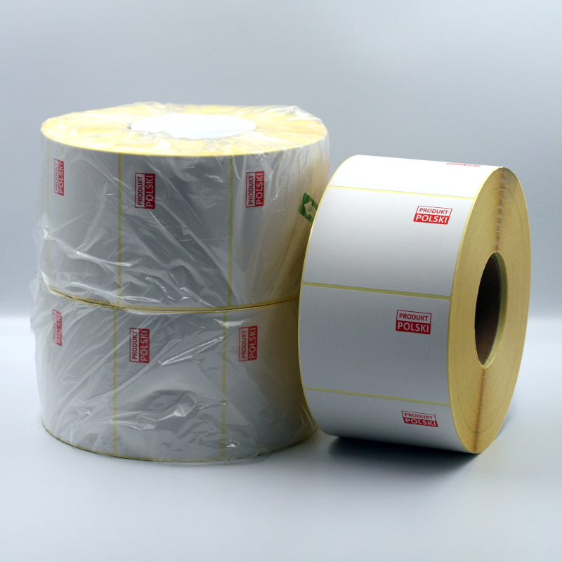 Etykiety termiczne Eco z napisem „Produkt Polski” 107x75 mm, idealna na produkty Lidl - x3